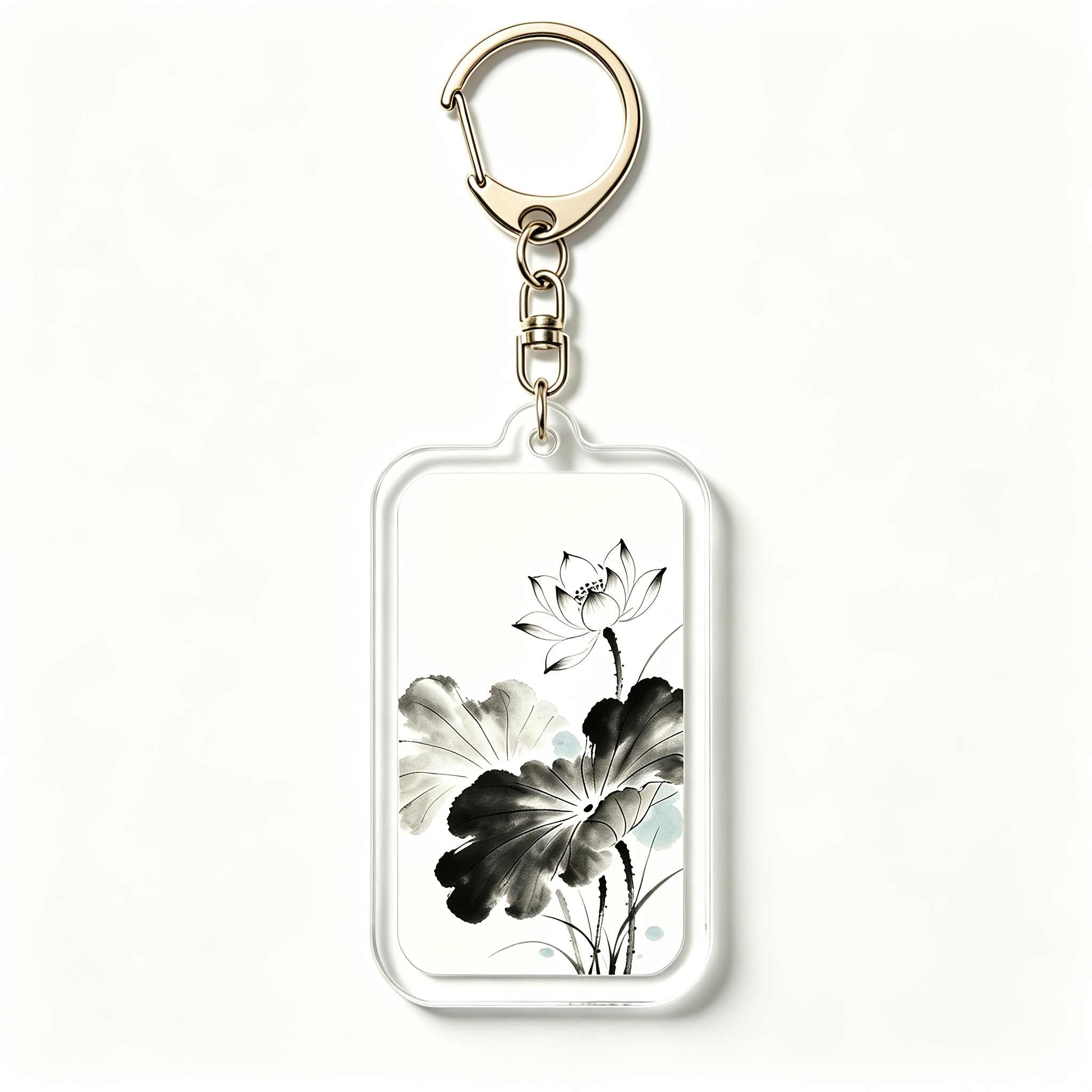 4pcs Chinese-style Elegant Lotus Pattern Acrylic Keychains